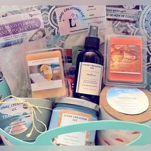 Hand crafted Mother’s Day gift basket with hand poured candles and wax melts